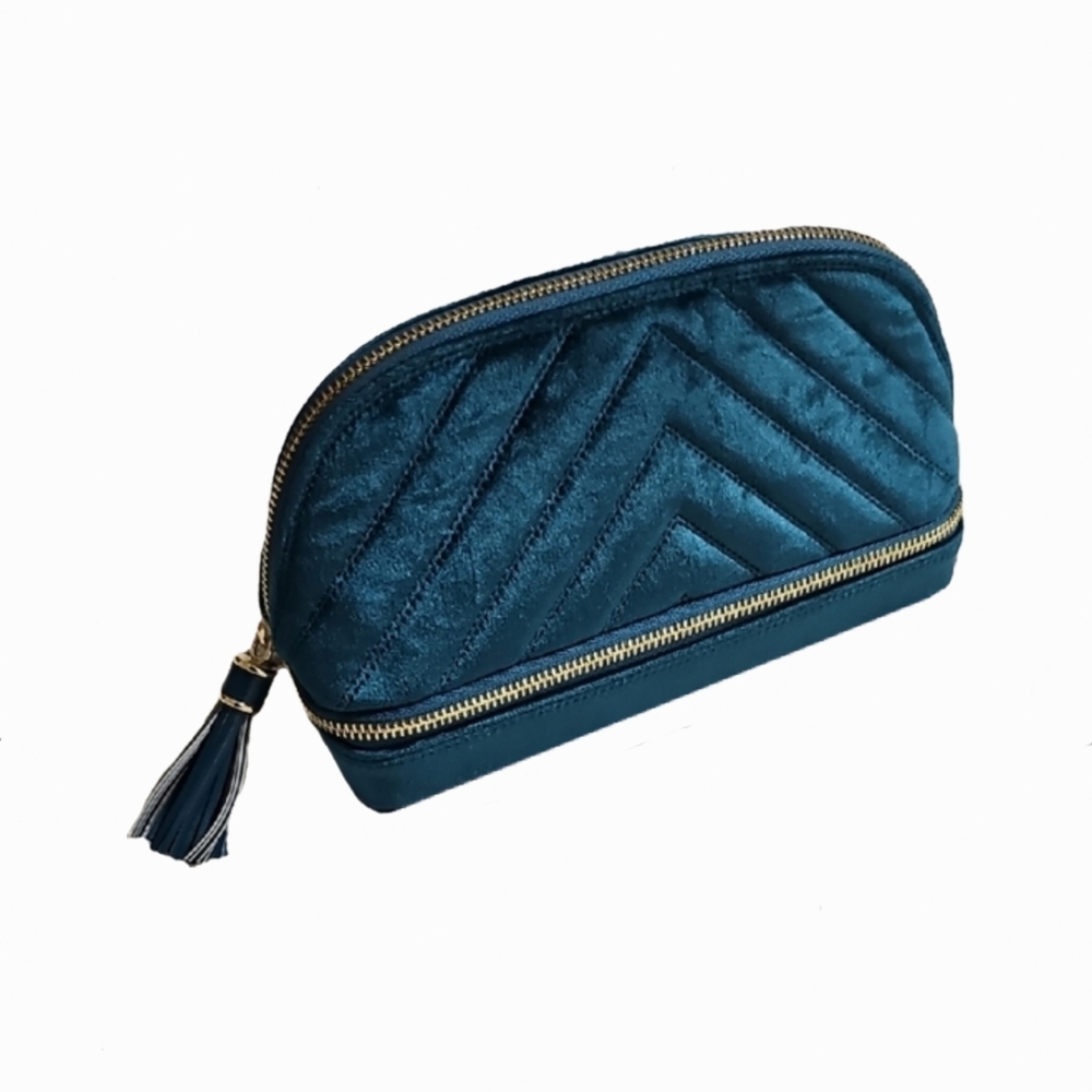 WOLF 1834 Quilted Teal Blue Dual Jewelry Organizer